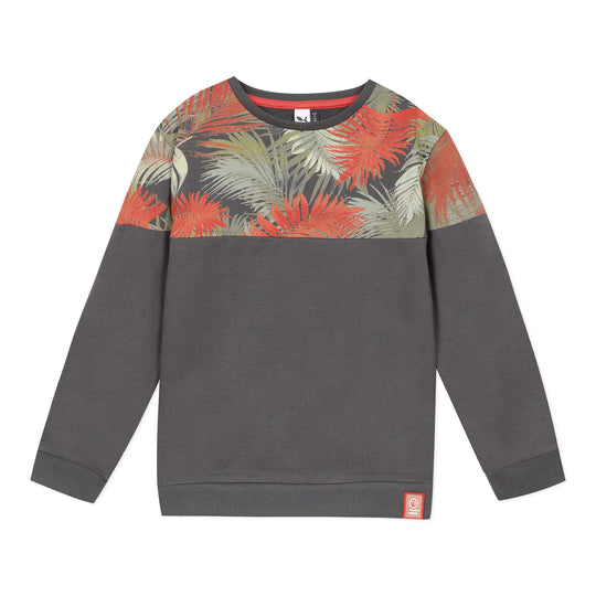 3 POMMES Grey printed fleece sweatshirt