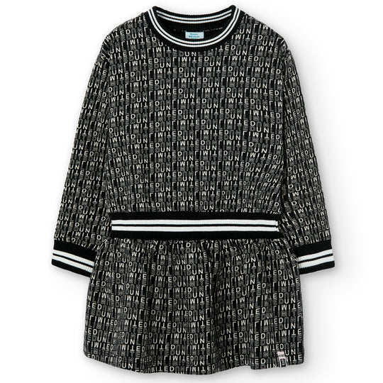 BOBOLI Letters Print Long Sleeve Dress