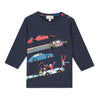 Navy blue T-shirt with car visuals  - FINAL SALE