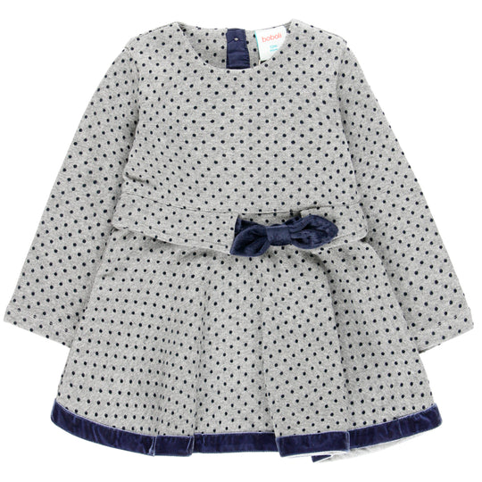 BOBOLI Velvet Bow Polka Dot Baby Dress