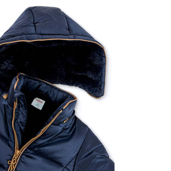 Technical Fabric Navy Parka with Detachable Hood