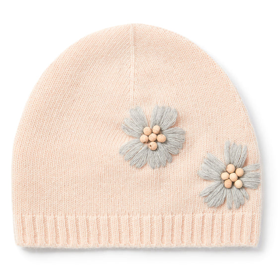 Embroidered Quartz Pink Baby Hat  - FINAL SALE