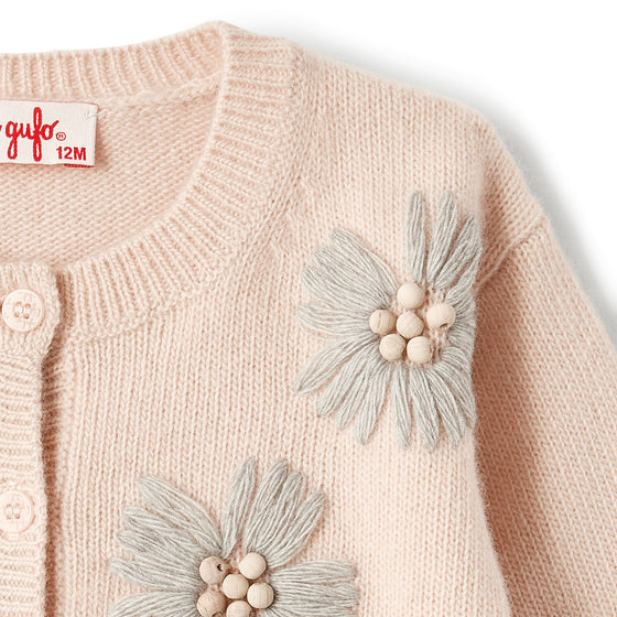 Embroidered Quartz Pink Baby Cardigan  - FINAL SALE