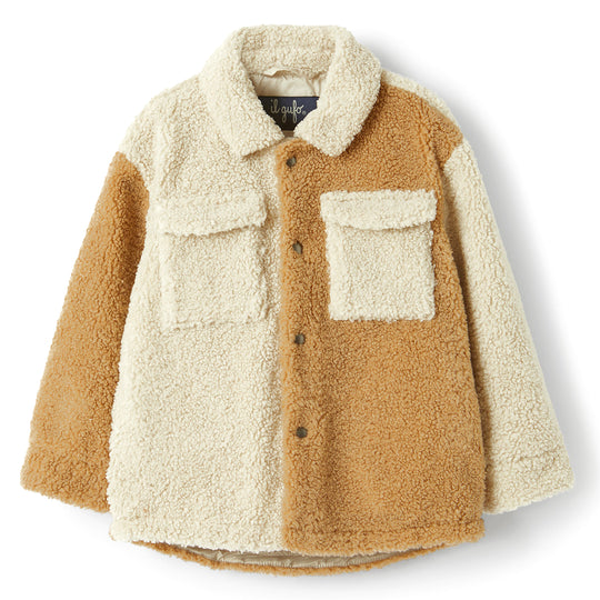 IL GUFO Colorblock Teddy Fleece Shirt Jacket