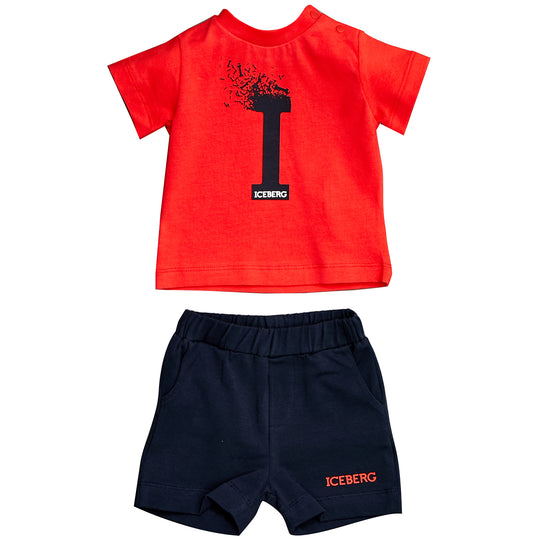 ICEBERG Splatter Logo T-shirt and Shorts Set