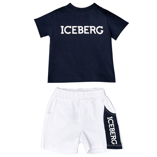 ICEBERG Colorblock Logo T-Shirt and Shorts Set