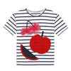 Fruit Print Striped T-shirt