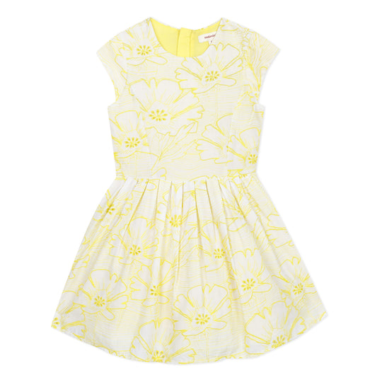CATIMINI Yellow floral embroidered dress