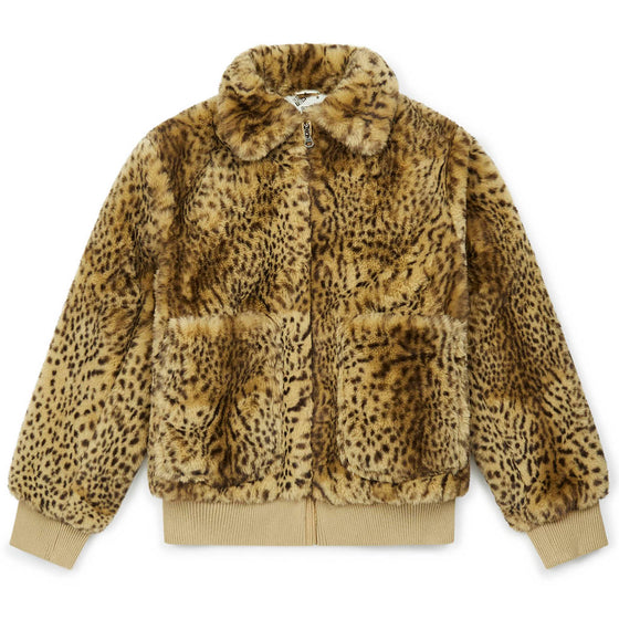 Faux-Fur Leopard Women's Bomber Jacket