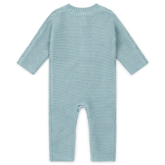 Heart Knit Baby Jumpsuit, Blue