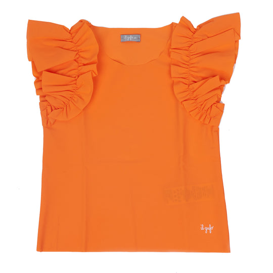IL GUFO Orange Ruffle Top