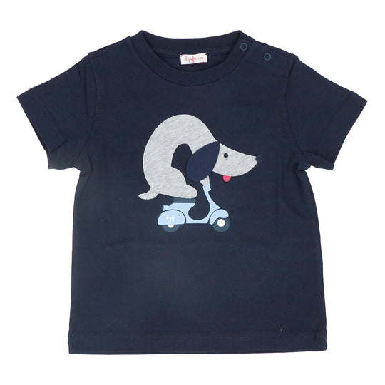 IL GUFO Dog Print Blue T-shirt