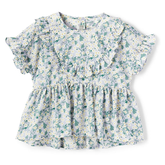 IL GUFO Lilac Floral Ruffle Blouse