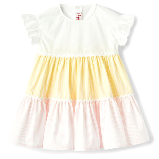 IL GUFO Tiered Colorblocked Baby Dress
