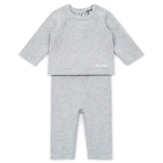 Cotton-Cashmere Knit Baby Set, Grey