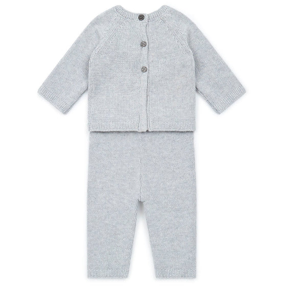 Cotton-Cashmere Knit Baby Set, Grey
