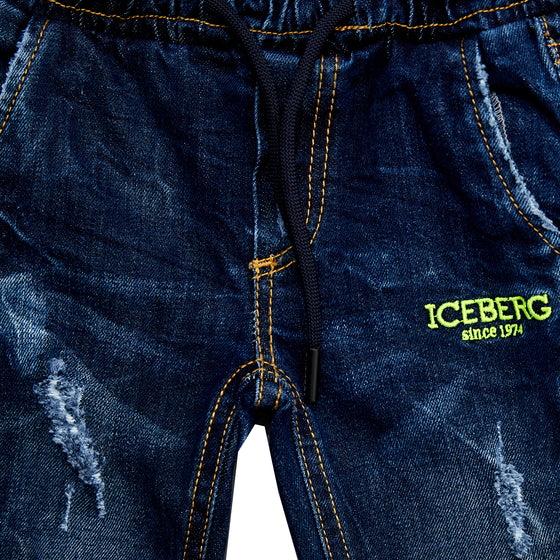 Neon Pop Logo Distressed Jeans