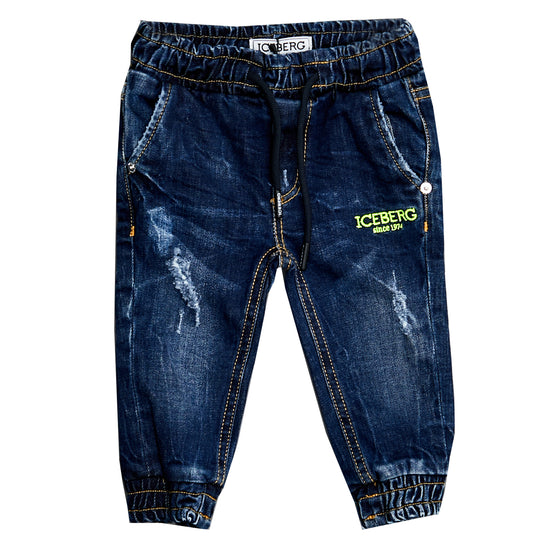 ICEBERG Neon Pop Logo Distressed Jeans
