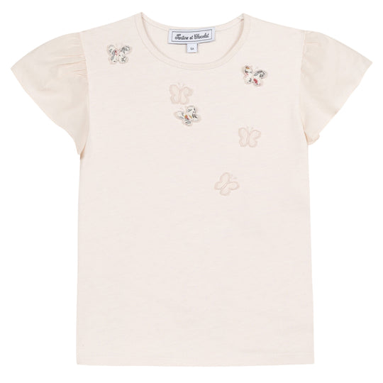 TARTINE ET CHOCOLAT Embroidered Butterfly T-shirt
