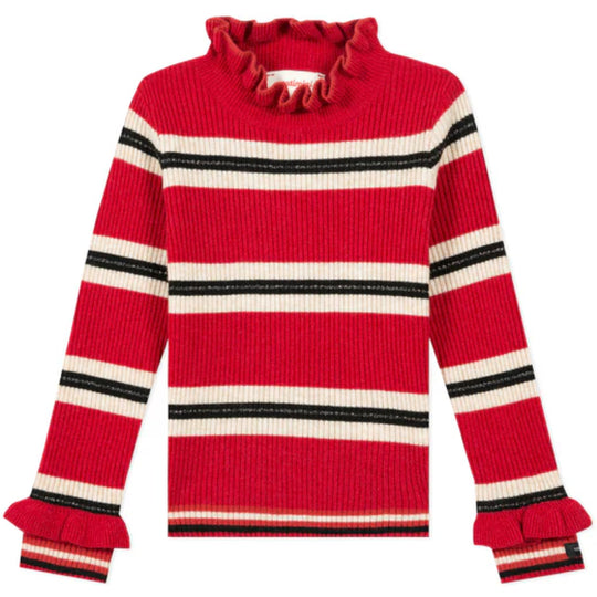 CATIMINI Ruffle Striped Turtleneck