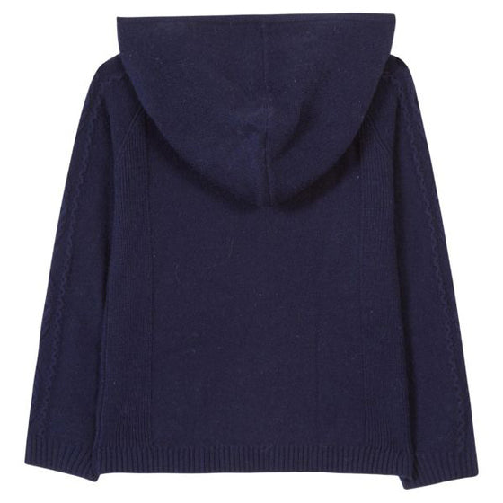 Navy Cable Knit Hoodie Sweater  - FINAL SALE