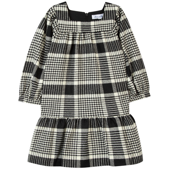 Retro Houndstooth Cotton-Blend Dress
