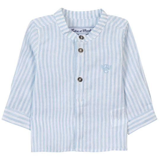 TARTINE ET CHOCOLAT Sky Blue Striped Baby Shirt