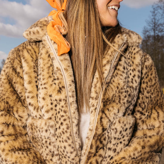 Faux-Fur Leopard Women's Bomber Jacket