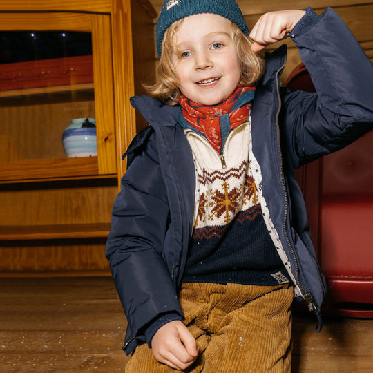 BONTON Knit Snowflake Pullover Zip Sweater