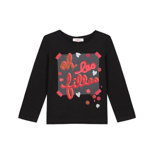 CATIMINI Black T-shirt with heart design