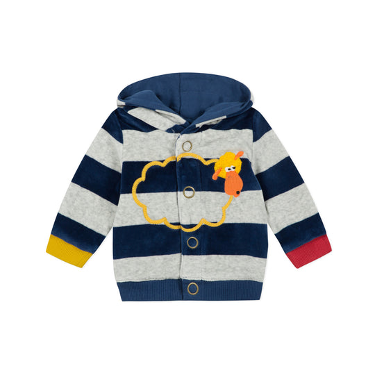 CATIMINI Reversible striped velvet and jersey cardigan