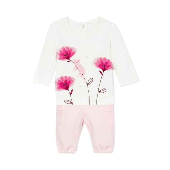 Floral T-shirt and pink pants