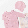 Mid pink soft knit hat with cherry detail  - FINAL SALE