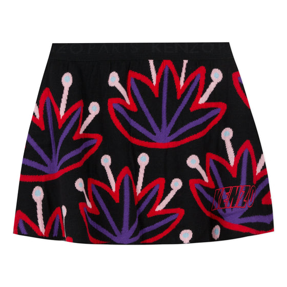 Lotus Print Jacquard Skirt