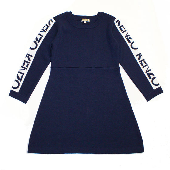 Kenzo Kids Girls Navy Blue Logo Dress Size: 12Y Kenzo Kids Girls Navy Blue Logo Dress Size: 12Y