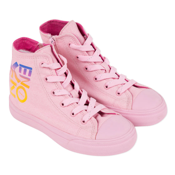 Pink Logo High-Top Sneakers
