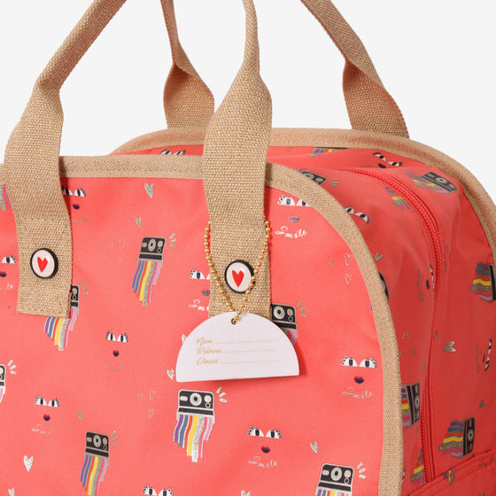 Pink printed backpack