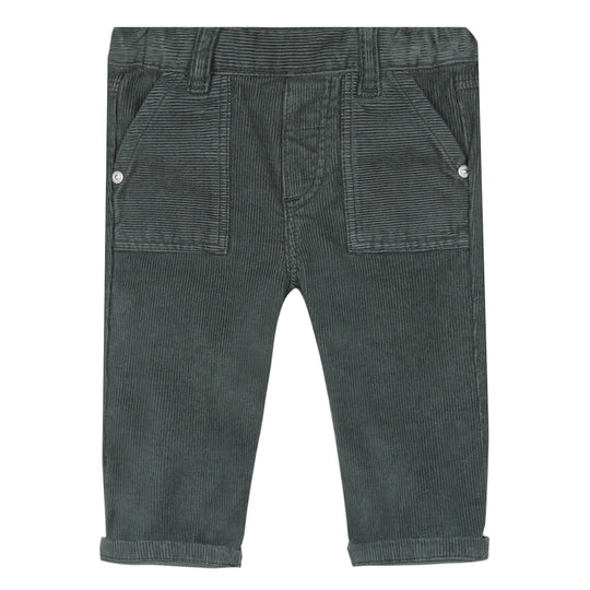 Moss green fine-ribbed corduroy pants