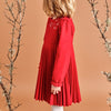 Red Pleated Floral Dress  - FINAL SALE